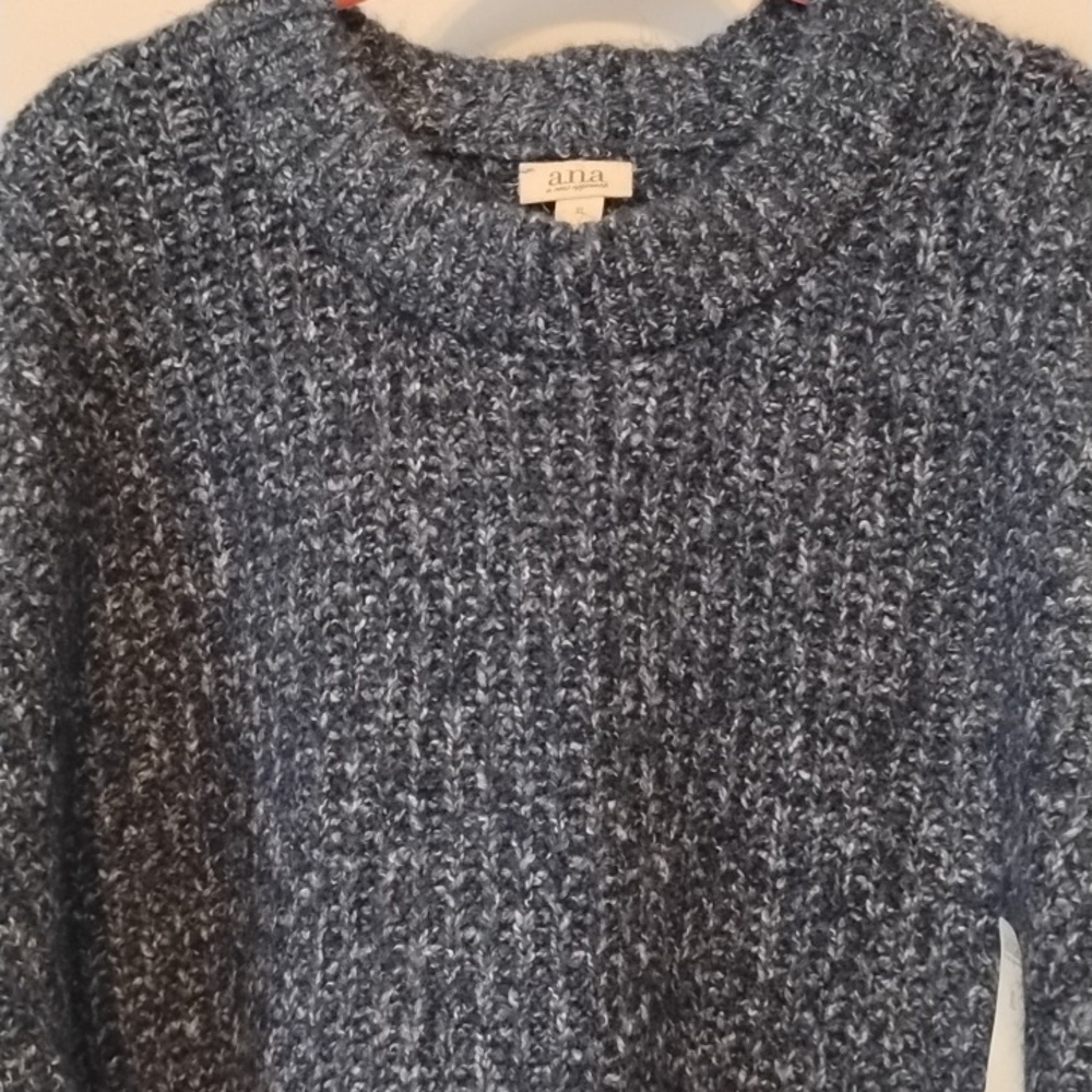 a.n.a. Woman's Navy Marl Round Neck Sweater, Size: XL, NWT - Picture 2 of 8